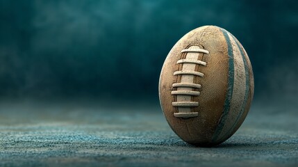 Weathered American Football on Dark Textured Surface
