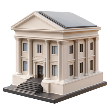 Bank Courthouse Museum Building Pillars Classical Architecture Institution Monument Government Office Finance Justice Law Historic Greek Style 3D Render PNG Isolated Transparent White Background