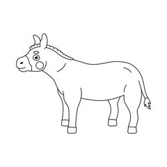 Cartoon hand drawn donkey coloring pages for children