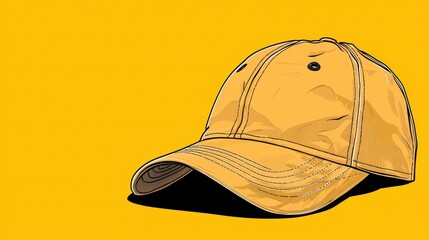 Yellow Pixel Art Baseball Cap on Yellow Background