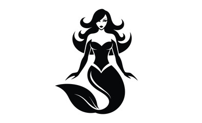 Mermaid swimming side view silhouette, Mermaid vector silhouette, Mermaid flat icon, Mermaid black Clip art 