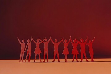 Red Paper People Teamwork Unity