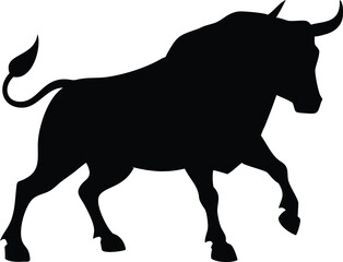 Adobe Illustrator ArtwoBlack and white bull silhouette, ideal for logos, branding, and wildlife-themed digital art.