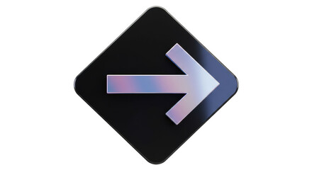 Isolated Reflective Arrow Pointing Right on a Black Diamond