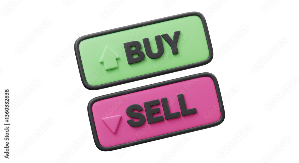 Poster isolated buy and sell button with arrows
