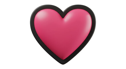 Isolated Bold Pink Heart with Black Outline