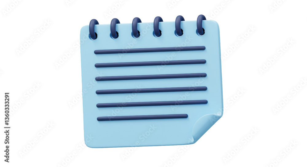 Poster isolated notepad with lined paper and folded corner