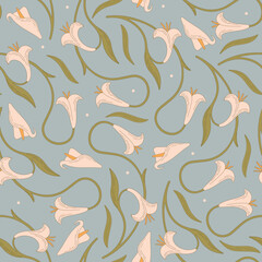 Art Nouveau floral pattern. Print with vintage decorative elements. Vector.