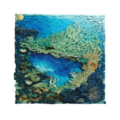 Abstract mixed media ocean block art.