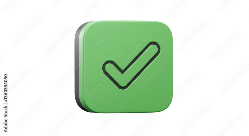 Poster isolated green check mark button 3d rendering