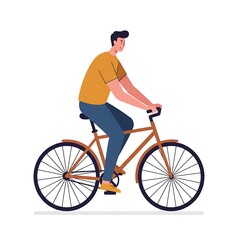Obraz premium Man riding a bicycle carefully 