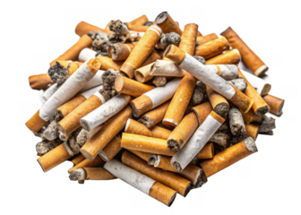 Cigarette Butts isolated on a transparent background.