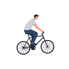 Obraz premium Man riding a bicycle carefully 