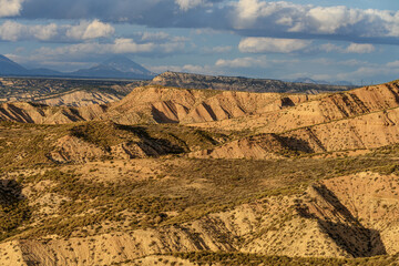 Sunset Glow on Desert Mountain Ridges