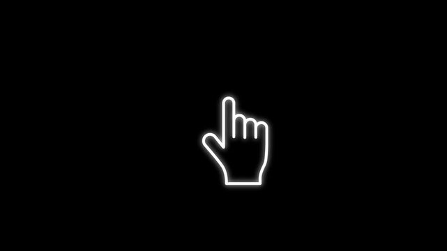 Finger touch gesture animation on the white transparent background black alpha channel included.