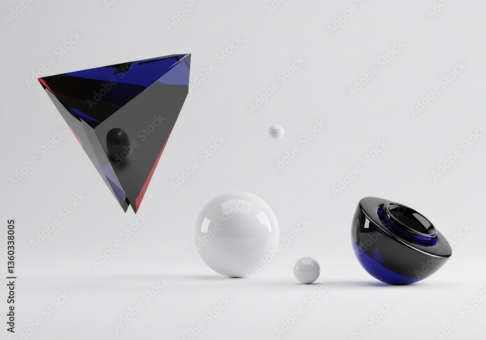 Wall mural abstract 3d rendering of geometric shapes
