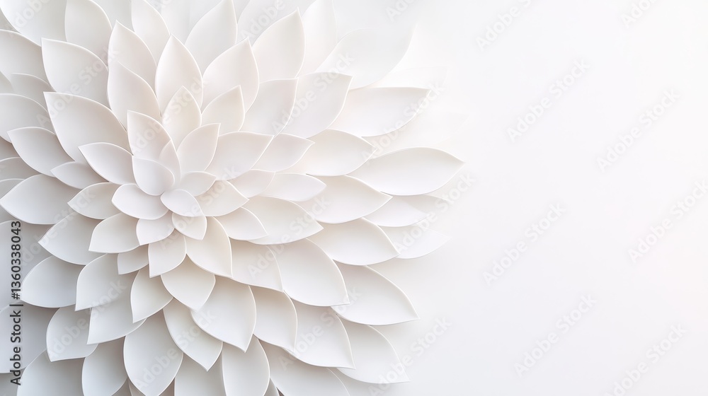 Poster featuring a detailed and elegant white 3d floral tile design, this arrangement is perfect for upscal