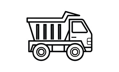Dump truck vector silhouette, Dump truck silhouette vector isolated 