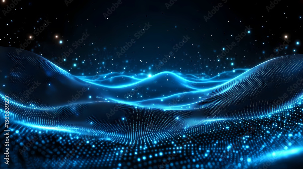 Poster abstract image with waves and points