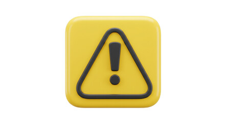 Isolated Yellow Warning Sign with Exclamation Mark 3D Render