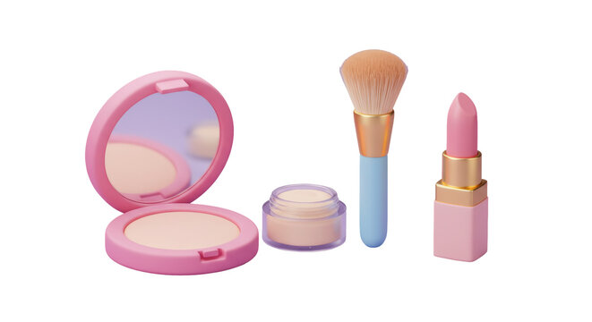 Isolated Makeup Set 3D Render