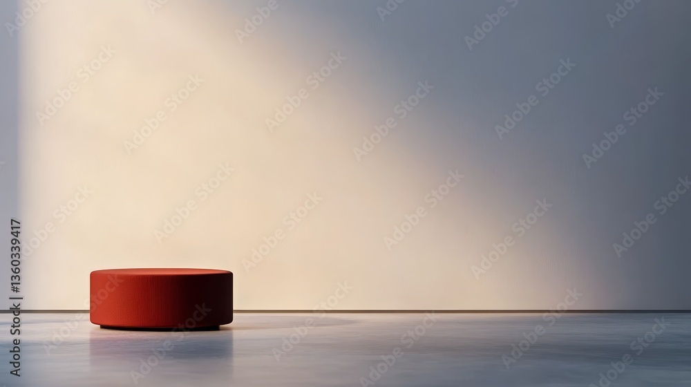 Aufkleber a striking red podium stands under a spotlight, casting soft shadows, and is set against a smooth gr