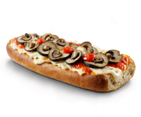 Delicious Polish Zapiekanka, A Toasted Baguette Pizza with Melted Cheese, Sliced Mushrooms, and Cherry Tomatoes , A Savory Street Food Delight Perfect for a Quick Bite