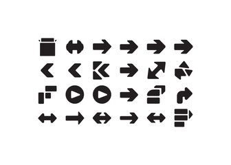 Set of Black Arrow and Navigation Icons