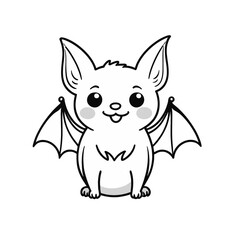 Cute bat sketch happy sitting against a white background