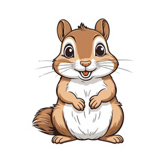 Obraz premium Cute chipmunk excited standing against a white background