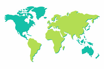 Fototapeta premium A green mosaic vector illustration of the global earth map displays continents including Europe, Asia, and America