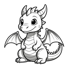 Fototapeta premium Cute baby dragon happy sitting against a white background