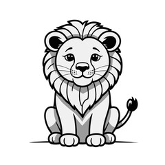 Fototapeta premium Cute lion cub gentle sitting against a white background