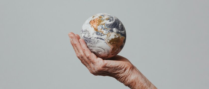 Eco-Conscious Global Citizenship Compassionate Hands Nurturing Earth for World Microvolunteering Day - Sustainable Impact and Intergenerational Climate Hope - Powered by Adobe