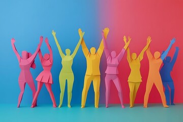 Vibrant Group Figures Celebrating Success and Collaboration