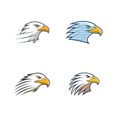 Fototapeta premium an eagle profile with lines suggesting motion set