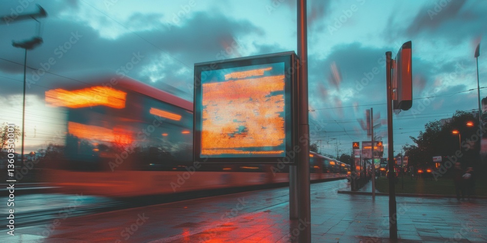 Poster cyberpunk transit fusion dynamic urban mobility visualization with ai-enhanced digital signage - nex