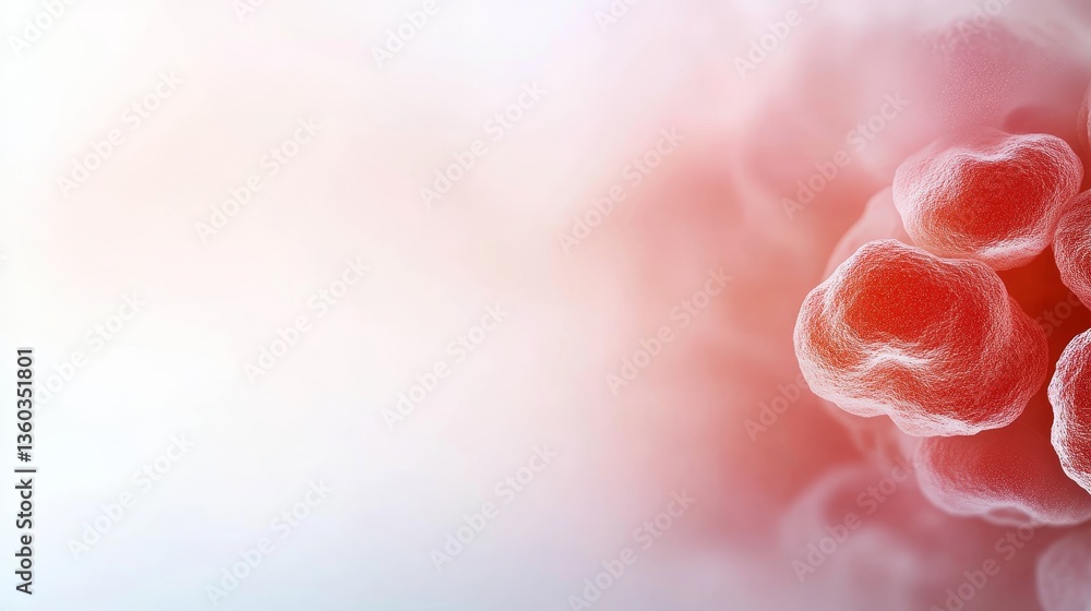 Poster a close-up view reveals a single blood cell in captivating red hues, isolated against a smooth defoc
