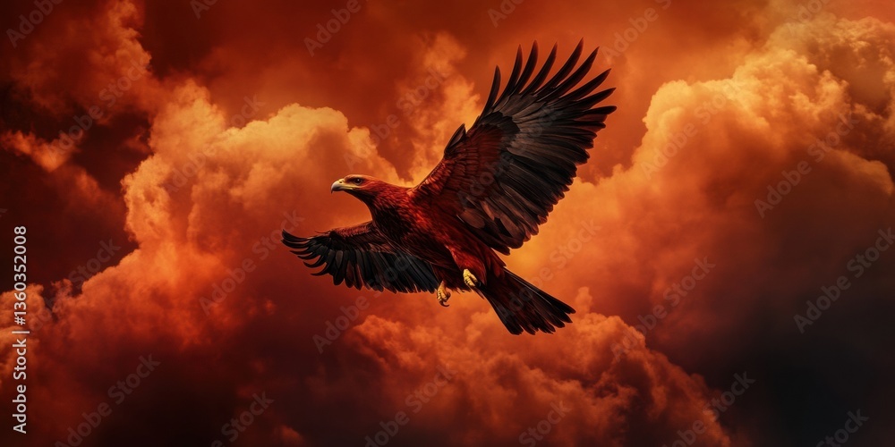 Poster transformative leadership mastery resilient eagle soaring through fiery metamorphosis - empowering m