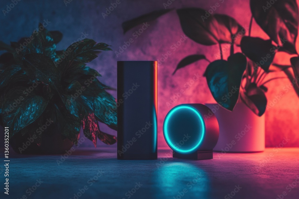 Fototapete Cybersecurity Aesthetic Sleek Minimalist Privacy Tech with Glowing Authentication Device - Next-Gen Data Protection for Digital Professionals