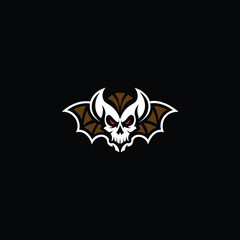 Fototapeta premium Bat Wing Skull Logo