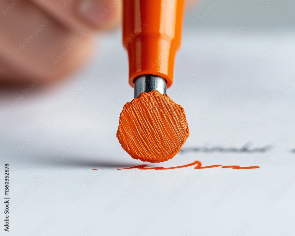 Poster Vibrant Minimalist Design Close-Up of Orange Marker Creating Precise Texture - Creative Workflow Innovation for Digital Branding and Contemporary Graphic Design