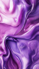 Fototapeta premium Glossy abstract paint swirls in violet and magenta fluid motion.
