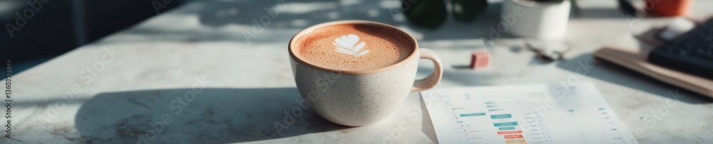 Poster modern workspace mindfulness minimalist coffee art meets strategic analytics - productivity visualiz