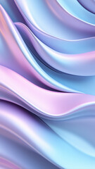 Fototapeta premium Iridescent pastel waves flow in smooth, reflective ribbons of blue, purple, and pink gradients.