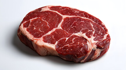 Fototapeta premium Raw Chuck Eye Steak on Pure White Background for Culinary and Meat Industry Usage