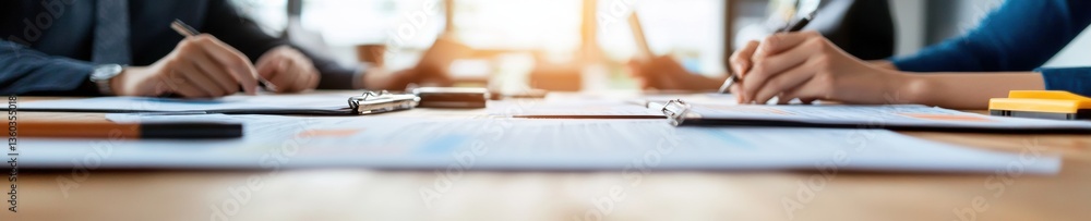 Poster dynamic financial consultation minimalist professional workspace illuminating collaborative asset pr
