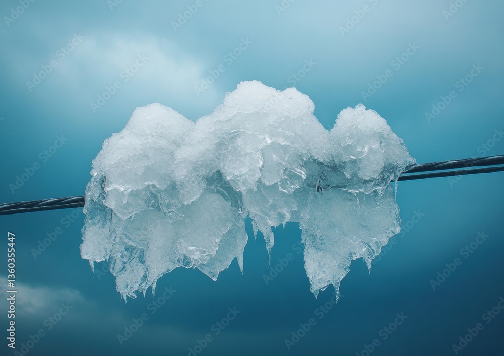 Poster climate crisis visual crystalline ice formation disrupting infrastructure - dramatic atmospheric doc