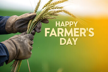 Celebrating farmer's day with vibrant wheat harvest and agriculture theme.
