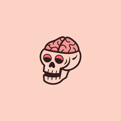 Funny Skull Brain Logo Design